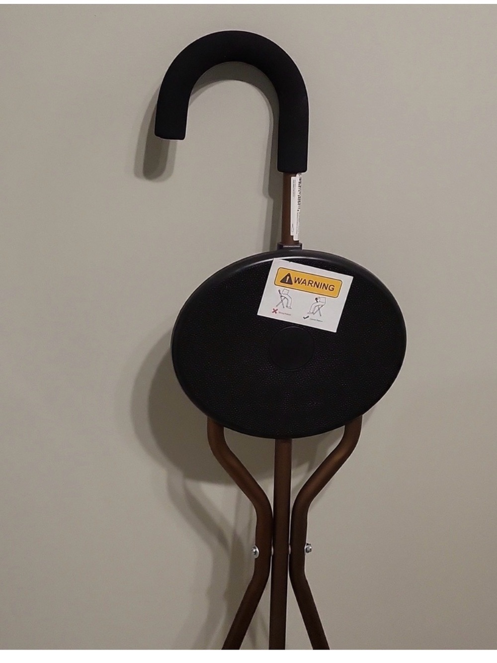 Folding Tripod Stool with Padded Seat - Black/Bronze - Picture 3 of 6